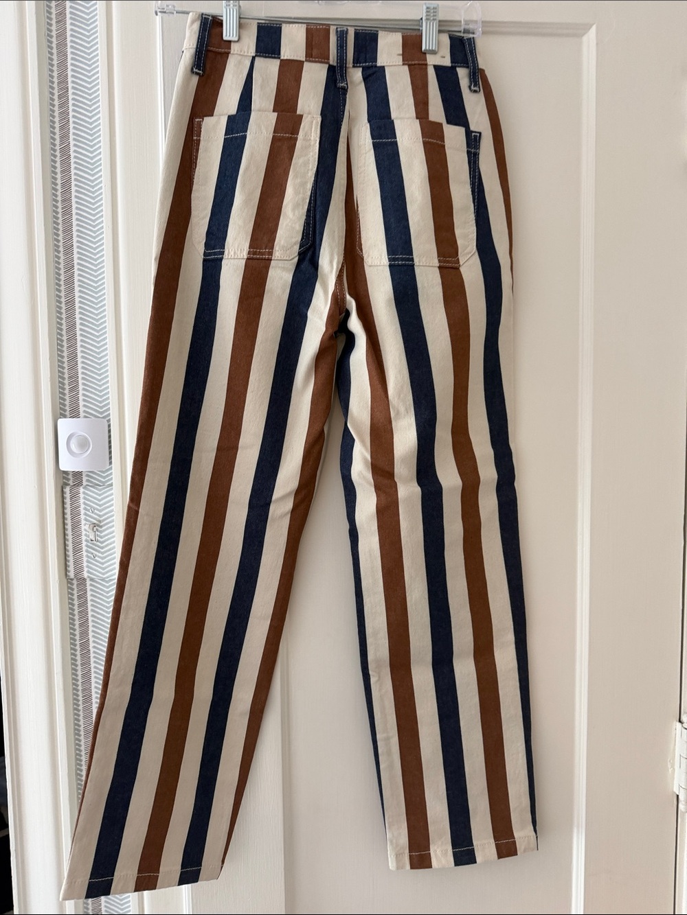 Boden Vertical Stripe Jeans in Navy, Brown & Cream - Picture 3 of 5